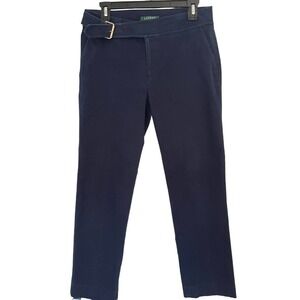Lauren Ralph Lauren Women's Flat Front Cropped Navy Pants Size 6